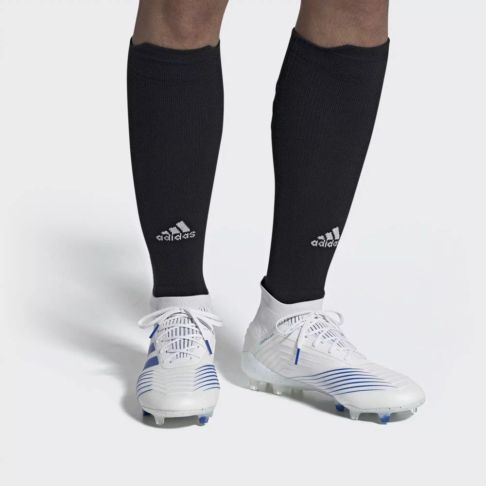 Adidas Predator 19.1 Firm Ground Tacos de Futbol Blancos Para Hombre (MX-54338)
